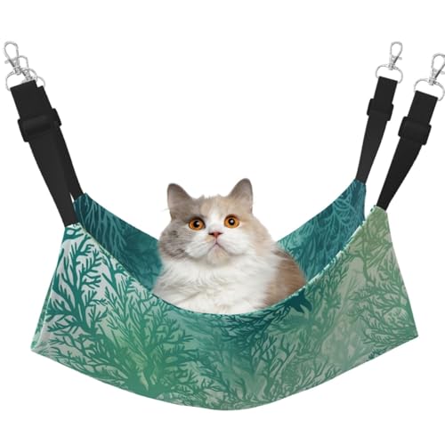 KKLWEGU Green Sea Blue Seetang Katzenhängematte, Sommer, atmungsaktiv, hängend, Haustierkäfig-Hängematte, Bett, verstellbar, weich, Schlafhängematte für Katzen, kleine Hunde, Kaninchen, Größe M KKLWEGU Green Sea Blue Seetang Katzenhängematte, Sommer, atmungsaktiv, hängend, Haustierkäfig-Hängematte, Bett, verstellbar, weich, Schlafhängematte für Katzen, kleine Hunde, Kaninchen, Größe M von KKLWEGU