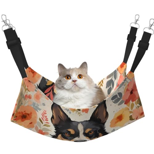 KKLWEGU Hängematte für Rinder, Hunde, Blumen, Katze, Sommer, atmungsaktiv, hängend, Haustierkäfig-Hängematte, Bett, verstellbar, weich, für Katzen, kleine Hunde, Kaninchen, Größe M KKLWEGU Hängematte für Rinder, Hunde, Blumen, Katze, Sommer, atmungsaktiv, hängend, Haustierkäfig-Hängematte, Bett, verstellbar, weich, für Katzen, kleine Hunde, Kaninchen, Größe M von KKLWEGU