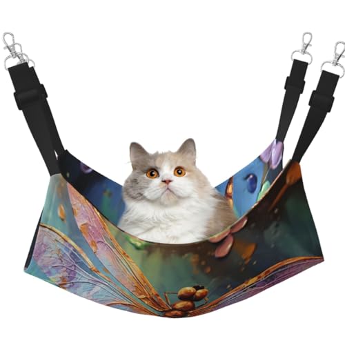 KKLWEGU Handbemalte Libellen-Hängematte für den Sommer, atmungsaktiv, hängend, Haustierkäfig-Hängematte, Bett, verstellbar, weich, für Katzen, kleine Hunde, Kaninchen, groß KKLWEGU Handbemalte Libellen-Hängematte für den Sommer, atmungsaktiv, hängend, Haustierkäfig-Hängematte, Bett, verstellbar, weich, für Katzen, kleine Hunde, Kaninchen, groß von KKLWEGU