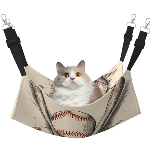 KKLWEGU Handgezeichnete Baseballschläger und Ball, Katzenhängematte, Sommer, atmungsaktiv, hängend, Haustierkäfig-Hängematte, Bett, verstellbar, weich, für Katzen, kleine Hunde, Kaninchen, Größe M KKLWEGU Handgezeichnete Baseballschläger und Ball, Katzenhängematte, Sommer, atmungsaktiv, hängend, Haustierkäfig-Hängematte, Bett, verstellbar, weich, für Katzen, kleine Hunde, Kaninchen, Größe M von KKLWEGU