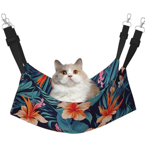 KKLWEGU Hawaii Tropische Blume Katze Hängematte Sommer Atmungsaktiv Hängende Haustier Käfig Hängematte Bett Verstellbare Weiche Schlafhängematte für Katzen Kleine Hunde Kaninchen Groß KKLWEGU Hawaii Tropische Blume Katze Hängematte Sommer Atmungsaktiv Hängende Haustier Käfig Hängematte Bett Verstellbare Weiche Schlafhängematte für Katzen Kleine Hunde Kaninchen Groß von KKLWEGU