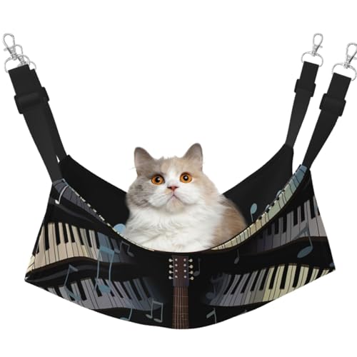 KKLWEGU Katzenhängematte mit Gitarren-Klaviermuster, Sommer, atmungsaktiv, hängend, Haustierkäfig-Hängematte, Bett, verstellbar, weich, für Katzen, kleine Hunde, Kaninchen, groß KKLWEGU Katzenhängematte mit Gitarren-Klaviermuster, Sommer, atmungsaktiv, hängend, Haustierkäfig-Hängematte, Bett, verstellbar, weich, für Katzen, kleine Hunde, Kaninchen, groß von KKLWEGU