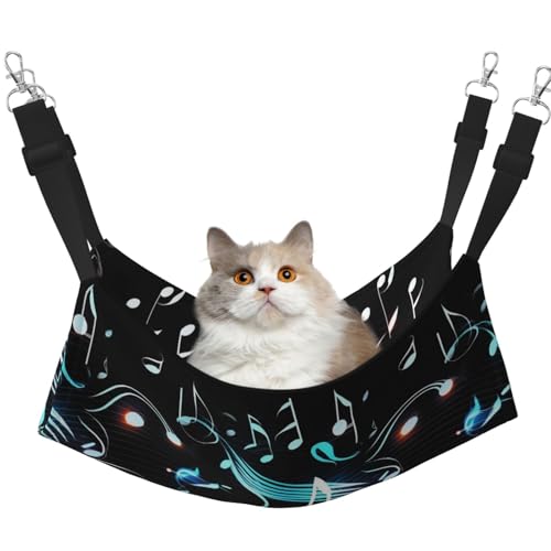 KKLWEGU Katzenhängematte mit Musiknote, Sommer, atmungsaktiv, hängend, Haustierkäfig-Hängematte, Bett, verstellbar, weich, für Katzen, kleine Hunde, Kaninchen, groß KKLWEGU Katzenhängematte mit Musiknote, Sommer, atmungsaktiv, hängend, Haustierkäfig-Hängematte, Bett, verstellbar, weich, für Katzen, kleine Hunde, Kaninchen, groß von KKLWEGU