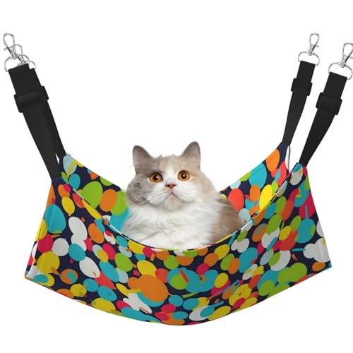 KKLWEGU Konfetti-Katzen-Hängematte mit hellem Muster, Sommer, atmungsaktiv, hängend, Haustierkäfig-Hängematte, Bett, verstellbar, weich, Schlafhängematte für Katzen, kleine Hunde, Kaninchen, groß KKLWEGU Konfetti-Katzen-Hängematte mit hellem Muster, Sommer, atmungsaktiv, hängend, Haustierkäfig-Hängematte, Bett, verstellbar, weich, Schlafhängematte für Katzen, kleine Hunde, Kaninchen, groß von KKLWEGU