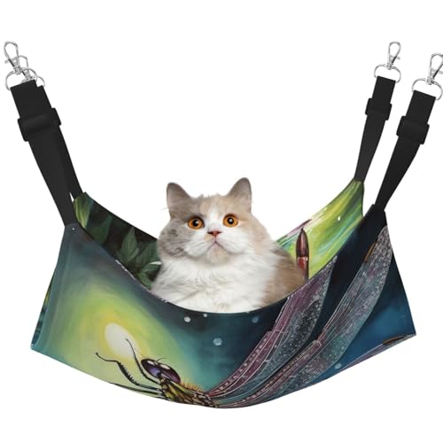 KKLWEGU Libelle Malerei Katze Hängematte Sommer Atmungsaktiv Hängende Haustier Käfig Hängematte Bett Verstellbare Weiche Schlafhängematte für Katzen Kleine Hunde Kaninchen Medium KKLWEGU Libelle Malerei Katze Hängematte Sommer Atmungsaktiv Hängende Haustier Käfig Hängematte Bett Verstellbare Weiche Schlafhängematte für Katzen Kleine Hunde Kaninchen Medium von KKLWEGU