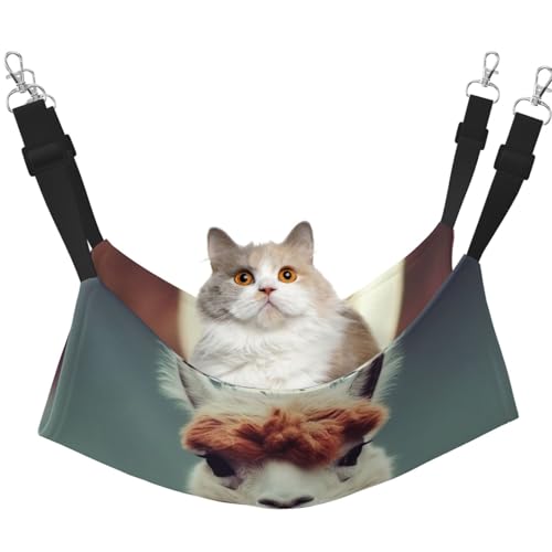 KKLWEGU Niedliche Alpaka-Katzen-Hängematte für den Sommer, atmungsaktiv, hängend, Haustierkäfig-Hängematte, Bett, verstellbar, weich, Schlafhängematte für Katzen, kleine Hunde, Kaninchen, groß KKLWEGU Niedliche Alpaka-Katzen-Hängematte für den Sommer, atmungsaktiv, hängend, Haustierkäfig-Hängematte, Bett, verstellbar, weich, Schlafhängematte für Katzen, kleine Hunde, Kaninchen, groß von KKLWEGU