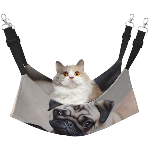 KKLWEGU Niedliche Hängematte für Haustiere, Mops, Katze, Sommer, atmungsaktiv, hängend, Haustierkäfig-Hängematte, Bett, verstellbar, weich, für Katzen, kleine Hunde, Kaninchen, groß KKLWEGU Niedliche Hängematte für Haustiere, Mops, Katze, Sommer, atmungsaktiv, hängend, Haustierkäfig-Hängematte, Bett, verstellbar, weich, für Katzen, kleine Hunde, Kaninchen, groß von KKLWEGU