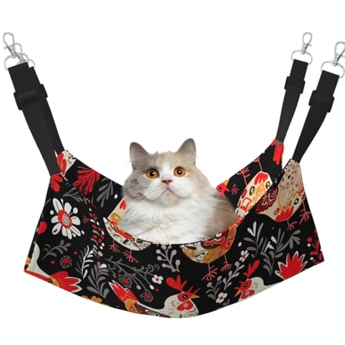KKLWEGU Niedliche Hängematte mit Hahn, Hühner, Katze, Sommer, atmungsaktiv, hängend, Haustierkäfig-Hängematte, Bett, verstellbar, weich, für Katzen, kleine Hunde, Kaninchen, groß KKLWEGU Niedliche Hängematte mit Hahn, Hühner, Katze, Sommer, atmungsaktiv, hängend, Haustierkäfig-Hängematte, Bett, verstellbar, weich, für Katzen, kleine Hunde, Kaninchen, groß von KKLWEGU