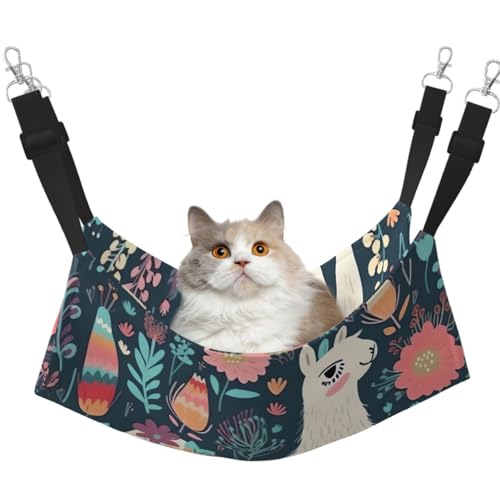 KKLWEGU Niedliche Hängematte mit Lama-Blumenmuster, Sommer, atmungsaktiv, hängend, Haustierkäfig-Hängematte, Bett, verstellbar, weich, für Katzen, kleine Hunde, Kaninchen, groß KKLWEGU Niedliche Hängematte mit Lama-Blumenmuster, Sommer, atmungsaktiv, hängend, Haustierkäfig-Hängematte, Bett, verstellbar, weich, für Katzen, kleine Hunde, Kaninchen, groß von KKLWEGU