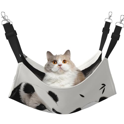 KKLWEGU Niedliche Pandas Katzenhängematte, Sommer, atmungsaktiv, hängend, Haustierkäfig-Hängematte, Bett, verstellbar, weich, Schlafhängematte für Katzen, kleine Hunde, Kaninchen, groß KKLWEGU Niedliche Pandas Katzenhängematte, Sommer, atmungsaktiv, hängend, Haustierkäfig-Hängematte, Bett, verstellbar, weich, Schlafhängematte für Katzen, kleine Hunde, Kaninchen, groß von KKLWEGU