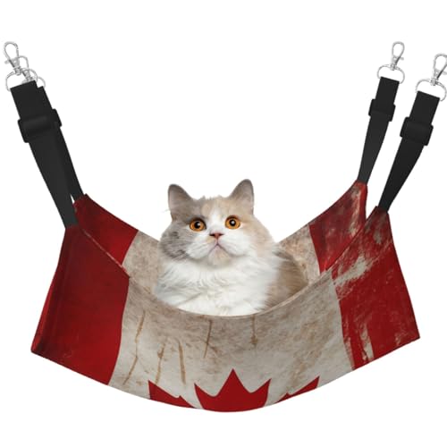 KKLWEGU Retro-Hängematte mit Kanada-Flagge, Sommer, atmungsaktiv, hängend, Haustierkäfig-Hängematte, Bett, verstellbar, weich, für Katzen, kleine Hunde, Kaninchen, groß KKLWEGU Retro-Hängematte mit Kanada-Flagge, Sommer, atmungsaktiv, hängend, Haustierkäfig-Hängematte, Bett, verstellbar, weich, für Katzen, kleine Hunde, Kaninchen, groß von KKLWEGU