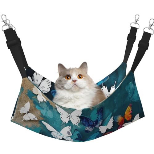 KKLWEGU Schmetterlings-Hängematte für Katzen, Sommer, atmungsaktiv, hängend, Haustierkäfig-Hängematte, Bett, verstellbar, weich, für Katzen, kleine Hunde, Kaninchen, groß KKLWEGU Schmetterlings-Hängematte für Katzen, Sommer, atmungsaktiv, hängend, Haustierkäfig-Hängematte, Bett, verstellbar, weich, für Katzen, kleine Hunde, Kaninchen, groß von KKLWEGU