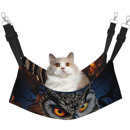 KKLWEGU Schwarze Eule Katze Hängematte Sommer Atmungsaktiv Hängende Haustier Käfig Hängematte Bett Verstellbare Weiche Schlafhängematte für Katzen Kleine Hunde Kaninchen Medium KKLWEGU Schwarze Eule Katze Hängematte Sommer Atmungsaktiv Hängende Haustier Käfig Hängematte Bett Verstellbare Weiche Schlafhängematte für Katzen Kleine Hunde Kaninchen Medium von KKLWEGU