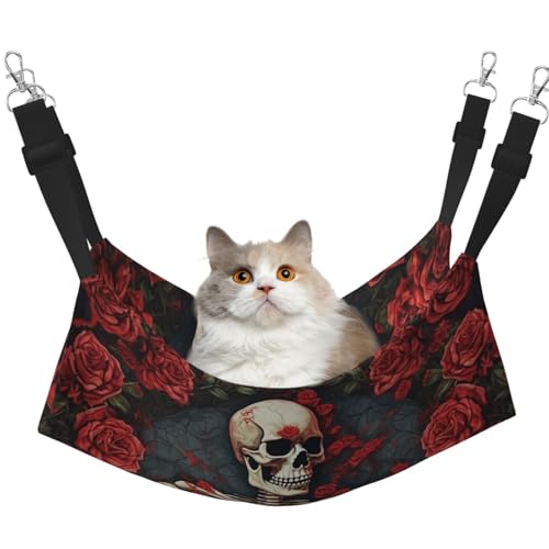 KKLWEGU Skelett mit Rosen Katzenhängematte Sommer Atmungsaktiv Hängende Haustier Käfig Hängematte Bett Verstellbare Weiche Schlafhängematte für Katzen Kleine Hunde Kaninchen Groß KKLWEGU Skelett mit Rosen Katzenhängematte Sommer Atmungsaktiv Hängende Haustier Käfig Hängematte Bett Verstellbare Weiche Schlafhängematte für Katzen Kleine Hunde Kaninchen Groß von KKLWEGU