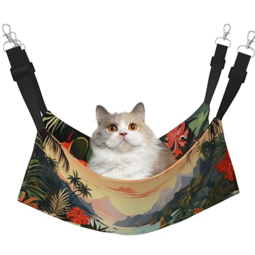 KKLWEGU Sommer hawaiianische Katzenhängematte, Sommer, atmungsaktiv, hängend, Haustierkäfig-Hängematte, Bett, verstellbar, weich, Schlafhängematte für Katzen, kleine Hunde, Kaninchen, Größe M KKLWEGU Sommer hawaiianische Katzenhängematte, Sommer, atmungsaktiv, hängend, Haustierkäfig-Hängematte, Bett, verstellbar, weich, Schlafhängematte für Katzen, kleine Hunde, Kaninchen, Größe M von KKLWEGU