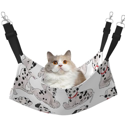 KKLWEGU Süße Dalmatiner-Katzen-Hängematte, Sommer, atmungsaktiv, hängend, Haustierkäfig-Hängematte, Bett, verstellbar, weich, für Katzen, kleine Hunde, Kaninchen, Größe M KKLWEGU Süße Dalmatiner-Katzen-Hängematte, Sommer, atmungsaktiv, hängend, Haustierkäfig-Hängematte, Bett, verstellbar, weich, für Katzen, kleine Hunde, Kaninchen, Größe M von KKLWEGU