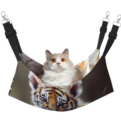 KKLWEGU Süße Tiger Katze Hängematte Sommer Atmungsaktiv Hängende Haustier Käfig Hängematte Bett Verstellbar Weich Schlafhängematte für Katzen Kleine Hunde Kaninchen Medium KKLWEGU Süße Tiger Katze Hängematte Sommer Atmungsaktiv Hängende Haustier Käfig Hängematte Bett Verstellbar Weich Schlafhängematte für Katzen Kleine Hunde Kaninchen Medium von KKLWEGU