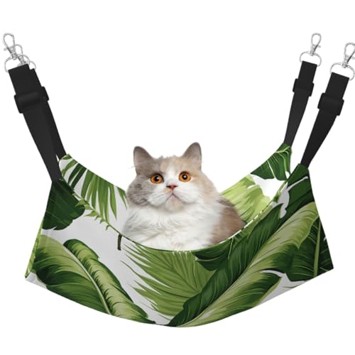 KKLWEGU Süße grüne Palmenblätter, Katzen-Hängematte, Sommer, atmungsaktiv, hängend, Haustierkäfig-Hängematte, Bett, verstellbar, weich, für Katzen, kleine Hunde, Kaninchen, groß KKLWEGU Süße grüne Palmenblätter, Katzen-Hängematte, Sommer, atmungsaktiv, hängend, Haustierkäfig-Hängematte, Bett, verstellbar, weich, für Katzen, kleine Hunde, Kaninchen, groß von KKLWEGU