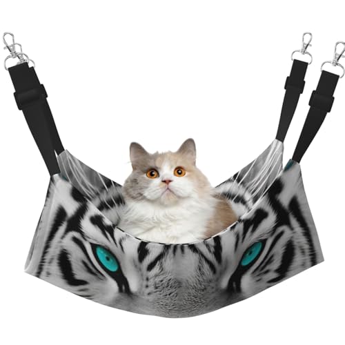 KKLWEGU Tiger mit blaugrünen Augen, Katzen-Hängematte, Sommer, atmungsaktiv, hängend, Haustierkäfig-Hängematte, Bett, verstellbar, weich, für Katzen, kleine Hunde, Kaninchen, Größe M KKLWEGU Tiger mit blaugrünen Augen, Katzen-Hängematte, Sommer, atmungsaktiv, hängend, Haustierkäfig-Hängematte, Bett, verstellbar, weich, für Katzen, kleine Hunde, Kaninchen, Größe M von KKLWEGU