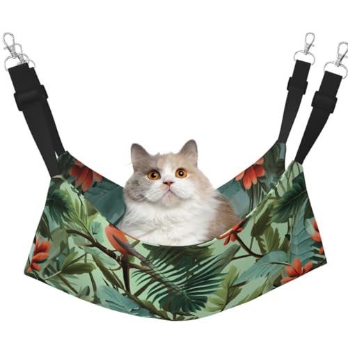 KKLWEGU Tropische Pflanzen Katzenhängematte Sommer Atmungsaktiv Hängende Haustier Käfig Hängematte Bett Verstellbare Weiche Schlafhängematte für Katzen Kleine Hunde Kaninchen Medium KKLWEGU Tropische Pflanzen Katzenhängematte Sommer Atmungsaktiv Hängende Haustier Käfig Hängematte Bett Verstellbare Weiche Schlafhängematte für Katzen Kleine Hunde Kaninchen Medium von KKLWEGU