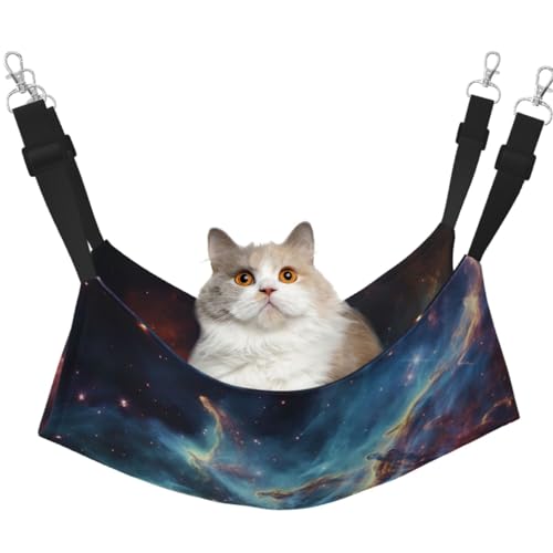 KKLWEGU Universum Galaxy Space Katzenhängematte, Sommer, atmungsaktiv, hängend, Haustierkäfig-Hängematte, Bett, verstellbar, weich, Schlafhängematte für Katzen, kleine Hunde, Kaninchen, groß KKLWEGU Universum Galaxy Space Katzenhängematte, Sommer, atmungsaktiv, hängend, Haustierkäfig-Hängematte, Bett, verstellbar, weich, Schlafhängematte für Katzen, kleine Hunde, Kaninchen, groß von KKLWEGU