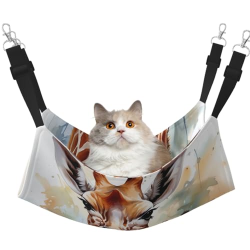 KKLWEGU Wasserfarben-Hängematte, Motiv: Hirsch, Giraffe, Katze, Sommer, atmungsaktiv, zum Aufhängen, Haustierkäfig-Hängematte, Bett, verstellbar, weich, für Katzen, kleine Hunde, Kaninchen, Größe M KKLWEGU Wasserfarben-Hängematte, Motiv: Hirsch, Giraffe, Katze, Sommer, atmungsaktiv, zum Aufhängen, Haustierkäfig-Hängematte, Bett, verstellbar, weich, für Katzen, kleine Hunde, Kaninchen, Größe M von KKLWEGU