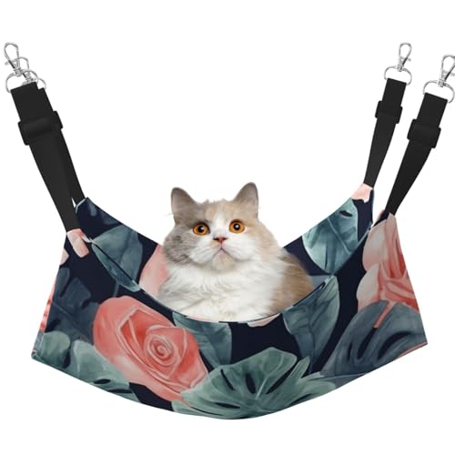 KKLWEGU Wasserfarben-Monstera-Muster Katzenhängematte, Sommer, atmungsaktiv, zum Aufhängen, Haustierkäfig-Hängematte, Bett, verstellbar, weich, für Katzen, kleine Hunde, Kaninchen, Größe M KKLWEGU Wasserfarben-Monstera-Muster Katzenhängematte, Sommer, atmungsaktiv, zum Aufhängen, Haustierkäfig-Hängematte, Bett, verstellbar, weich, für Katzen, kleine Hunde, Kaninchen, Größe M von KKLWEGU