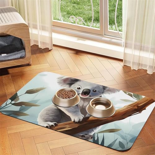 Koala und Schmetterling Hundefuttermatten für Böden, 30,5 x 45,7 cm, rutschfeste, super saugfähige Haustierfuttermatte, Geschirrspüler-Hundematte für Futter und Wasser, niedlich, Gummi, schnell Koala und Schmetterling Hundefuttermatten für Böden, 30,5 x 45,7 cm, rutschfeste, super saugfähige Haustierfuttermatte, Geschirrspüler-Hundematte für Futter und Wasser, niedlich, Gummi, schnell von KKLWEGU