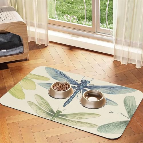 Libellen-Hundefuttermatten für Böden, rutschfest, super saugfähig, für Futter und Wasser, niedlich, Gummi, schnell trocknend, für Hunde, Welpen, Katzen, 30,5 x 45,7 cm Libellen-Hundefuttermatten für Böden, rutschfest, super saugfähig, für Futter und Wasser, niedlich, Gummi, schnell trocknend, für Hunde, Welpen, Katzen, 30,5 x 45,7 cm von KKLWEGU