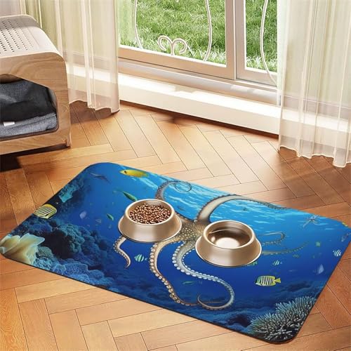 Marine Biology Hundefuttermatten für Böden, 30,5 x 45,7 cm, rutschfeste, super saugfähige Haustierfuttermatte, Geschirrspüler-Hundematte für Futter und Wasser, niedlich, Gummi, schnell trocknend Marine Biology Hundefuttermatten für Böden, 30,5 x 45,7 cm, rutschfeste, super saugfähige Haustierfuttermatte, Geschirrspüler-Hundematte für Futter und Wasser, niedlich, Gummi, schnell trocknend von KKLWEGU