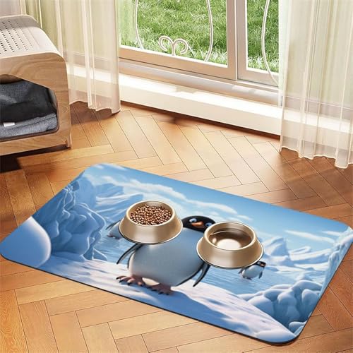 Pinguin Antarktis Eis-Hundefuttermatten für Böden, rutschfest, super saugfähig, für Futter und Wasser, niedlich, Gummi, schnell trocknend, für Hunde, Welpen, Katzen, 30,5 x 45,7 cm Pinguin Antarktis Eis-Hundefuttermatten für Böden, rutschfest, super saugfähig, für Futter und Wasser, niedlich, Gummi, schnell trocknend, für Hunde, Welpen, Katzen, 30,5 x 45,7 cm von KKLWEGU