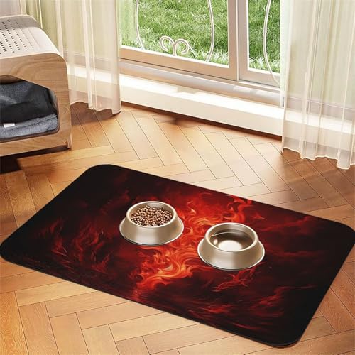 Red Flame Hundefuttermatten für Böden, 30,5 x 45,7 cm, rutschfeste, super saugfähige Haustierfuttermatte, Geschirrspüler-Hundematte für Futter und Wasser, niedlich, Gummi, schnell trocknend Red Flame Hundefuttermatten für Böden, 30,5 x 45,7 cm, rutschfeste, super saugfähige Haustierfuttermatte, Geschirrspüler-Hundematte für Futter und Wasser, niedlich, Gummi, schnell trocknend von KKLWEGU