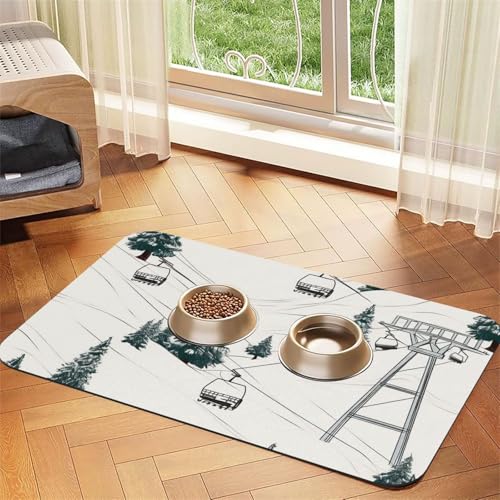 Skilift mit Tannenbaum, Hundefuttermatten für Böden, 30,5 x 45,7 cm, rutschfeste, super saugfähige Haustierfuttermatte, Geschirrspüler-Hundematte für Futter und Wasser, niedlich, Gummi, schnell Skilift mit Tannenbaum, Hundefuttermatten für Böden, 30,5 x 45,7 cm, rutschfeste, super saugfähige Haustierfuttermatte, Geschirrspüler-Hundematte für Futter und Wasser, niedlich, Gummi, schnell von KKLWEGU