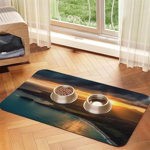 Sunrise Over Hawaii Hundefuttermatten für Böden, 40,6 x 61 cm, rutschfeste, super saugfähige Haustierfuttermatte, Geschirrspüler-Hundematte für Futter und Wasser, niedlich, Gummi, schnell trocknend Sunrise Over Hawaii Hundefuttermatten für Böden, 40,6 x 61 cm, rutschfeste, super saugfähige Haustierfuttermatte, Geschirrspüler-Hundematte für Futter und Wasser, niedlich, Gummi, schnell trocknend von KKLWEGU