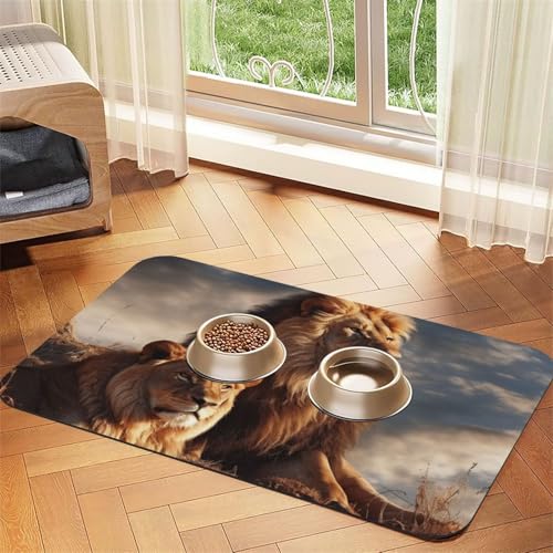 Two Lions Hundefuttermatten für Böden, rutschfest, super saugfähig, für Futter und Wasser, niedlich, Gummi, schnell trocknend, 40,6 x 61 cm, für Hunde, Welpen, Katzen Two Lions Hundefuttermatten für Böden, rutschfest, super saugfähig, für Futter und Wasser, niedlich, Gummi, schnell trocknend, 40,6 x 61 cm, für Hunde, Welpen, Katzen von KKLWEGU
