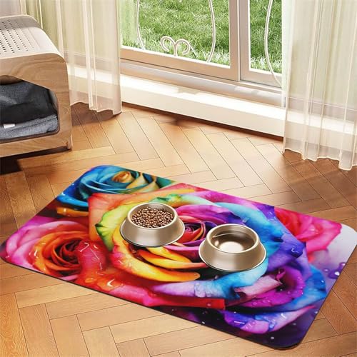 Wasserfarbene, regenbogenfarbene Hundefuttermatten für Böden, 30,5 x 45,7 cm, rutschfeste, super saugfähige Haustierfuttermatte, Geschirrspüler-Hundematte für Futter und Wasser, niedlich, schnell Wasserfarbene, regenbogenfarbene Hundefuttermatten für Böden, 30,5 x 45,7 cm, rutschfeste, super saugfähige Haustierfuttermatte, Geschirrspüler-Hundematte für Futter und Wasser, niedlich, schnell von KKLWEGU
