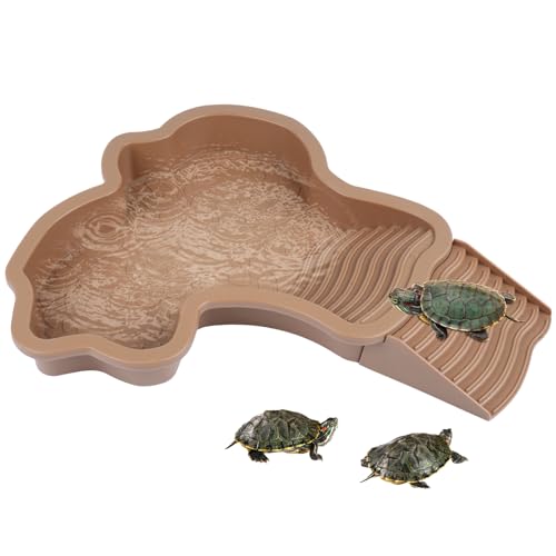 Großes Reptilienbadbecken Schildkröte Futter Wasserschalen mit Rampe Reptilien Futternapf Wassernapf Badenapf Aquarium Ornament für Gecko, Schlange, Schildkröte, Bartagame, Eidechsenbad Großes Reptilienbadbecken Schildkröte Futter Wasserschalen mit Rampe Reptilien Futternapf Wassernapf Badenapf Aquarium Ornament für Gecko, Schlange, Schildkröte, Bartagame, Eidechsenbad von KKONHII