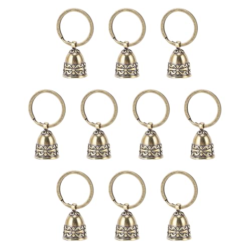 KKPLZZ 10 PCs Reine Kupferglocken, Kleine Handwerksglocken, Handpolierte Hängende Glocken für Weihnachten Dekorativ mit 10 -m -Jute -Seilschlüsselringen von KKPLZZ