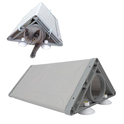 KKPLZZ Katzen-Hängematten-Bett, faltbare Katzen-Fensterstange, platzsparend, solider Rahmen, Hängematte, Bett mit Saugnäpfen für Balkon (groß, 64,5 x 33 x 33 cm) von KKPLZZ
