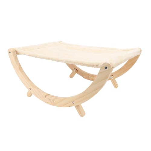 Katzenhängematte aus Holz, faltbar, rutschfest, einfach zu montieren, erhöhte Haustier-Hängematte, Bettmöbel für Indoor-Katzen (Plüsch-Stil) von KKPLZZ