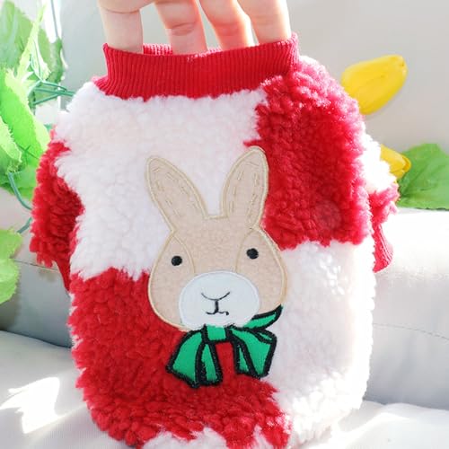 Kleine Hunde-Neujahrskleidung, Süßes Jahr des Kaninchen-Welpenkostüms, Dekoration für Teddy-Hund, Zwergpudel (Rotes Kaninchen) von KKPLZZ