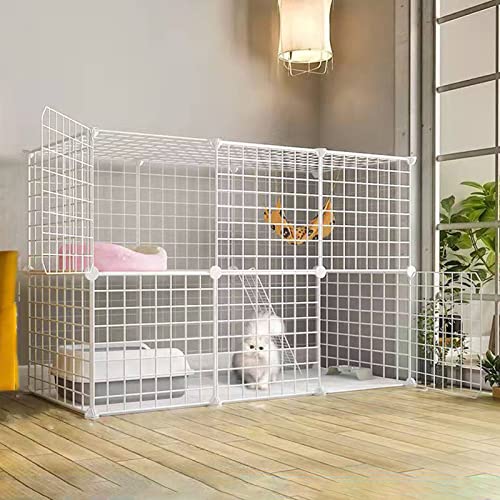 Katzenkäfig - Katzenlaufstall, Katzenkisten für Indoor-Katzen, Welpenlaufstall 2 Etagen Katzenkäfig Indoor Abnehmbarer Metalldraht mit Tür für Kaninchen, Hase, Meerschweinchen, Chinchilla von KKRANG