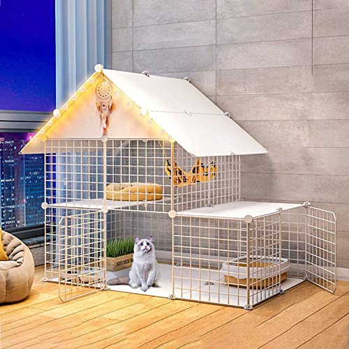 Katzenkäfige – Katzenkäfig Laufstall 2-stöckig Katzengehege Indoor Katzenkäfig Zwinger Katzenbox Kätzchen Laufstall Frettchenkäfig Hundekäfige für kleine Hunde – für Kleintiere, Welpen, Kätzchen von KKRANG