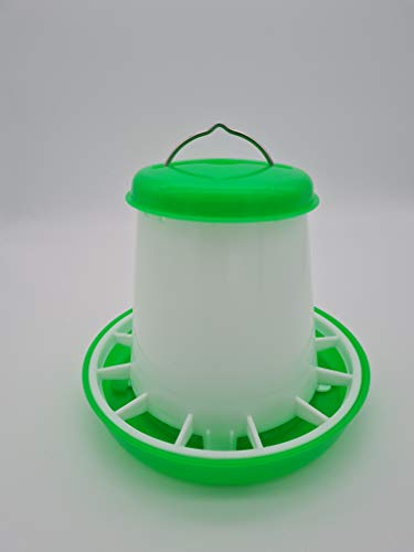 KKS Futterautomat aus Kunststoff für alle Geflügelarten Futtertrog Geflügeltrog weiß-grün 1 kg von KKS
