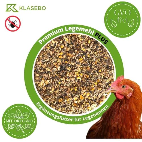 25 kg Premium Legemehl Plus mit Oregano gegen Milben - Geflügelfutter für Hühner, Gänse, Enten von KLASEBO