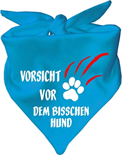 Hunde Dreiecks Halstuch (Fb: Atollblau) (Gr. 1 (55 cm)) Vorsicht vor dem bisschen Hund von Kleiner Fratz