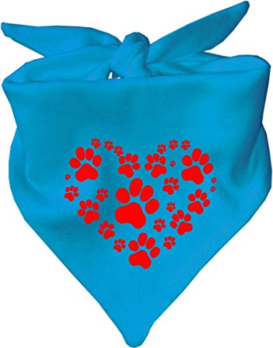 Hunde Dreiecks Halstuch (Fb: Atollblau) (Gr. 2 (68 cm)) Herz aus Pfoten von Kleiner Fratz