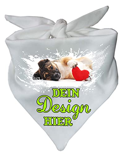 Hunde Dreiecks Halstuch personalisiert mit deinem Wunschmotiv (Fb: Weiss) (Gr. 2 (68 cm)) von Kleiner Fratz