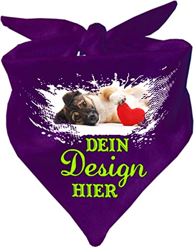Hunde Dreiecks Halstuch personalisiert mit deinem Wunschmotiv (Fb: dunkellila) (Gr. 2 (68 cm)) von Kleiner Fratz