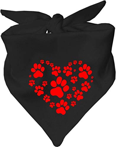 Hunde Dreiecks Halstuch (Fb: schwarz) (Gr. 1 (55 cm)) Herz aus Pfoten von Kleiner Fratz